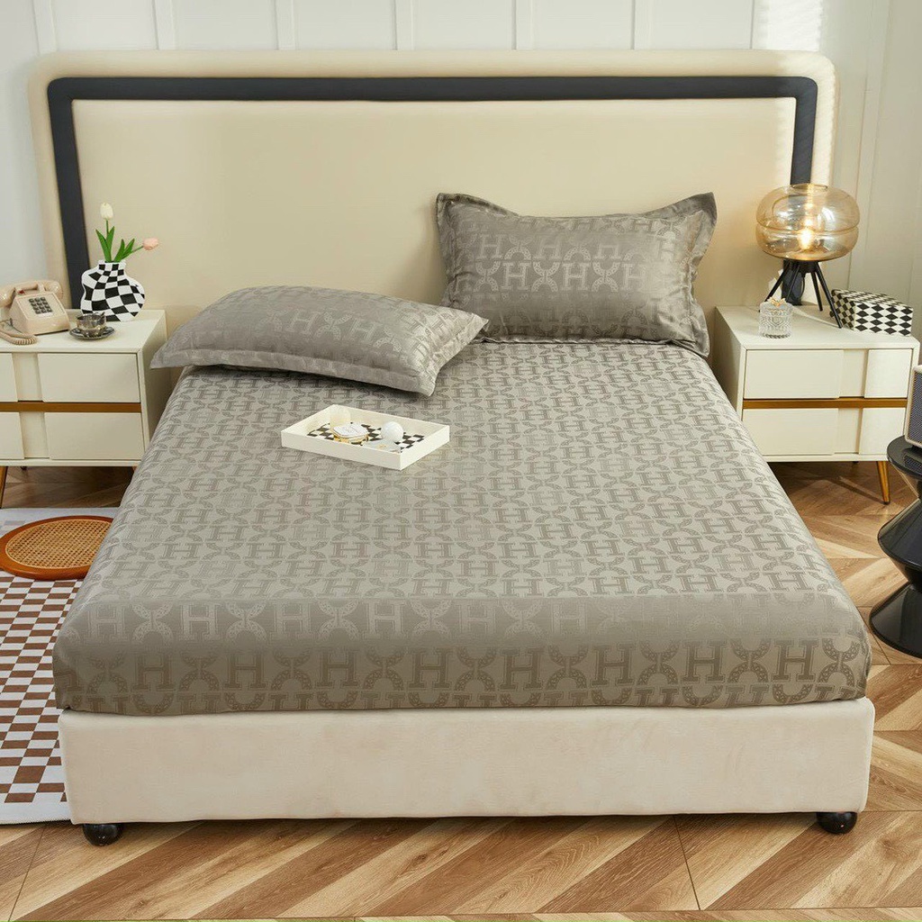 Bộ ga giường phi lụa vân chìm LIDACO chất liệu lụa mượt mà, óng ả decor phòng ngủ vintage