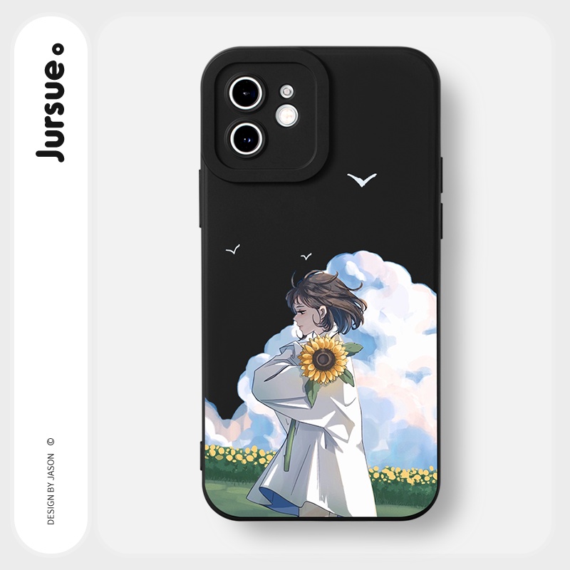 Ốp lưng JURSUE mềm chống sốc hoạt hình dễ thương đẹp cho iPhone 13 12 11 Pro Max SE 2020 X XR XS 8 7 ip 6S 6 Plus Y1933