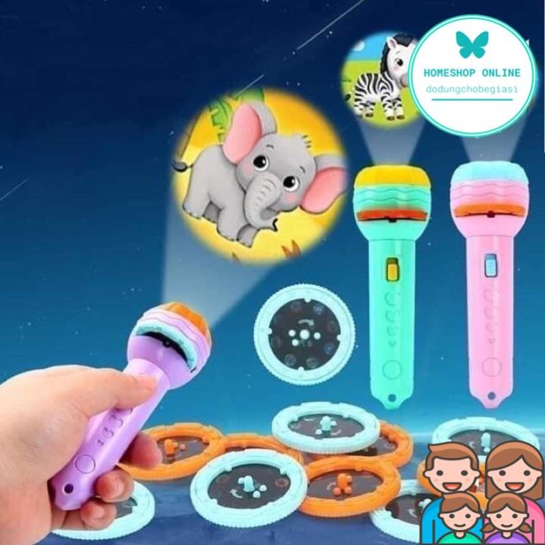 [Loại 80 hình] Đèn pin chiếu phim hình cho bé 80 hình động vật ngộ nghĩnh, đồ chơi trẻ em phát triển trí tuệ HSTE012