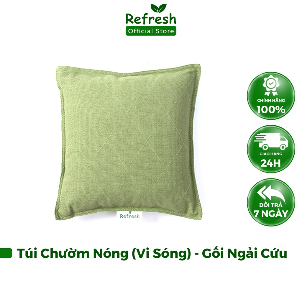 Gối Ngải Cứu Chườm Nóng, Chườm Lạnh Thảo Dược REFRESH Giảm Đau Cổ Vai Gáy, Giảm Đau Lưng Hông, Đau Bụng, Giãn Cơ