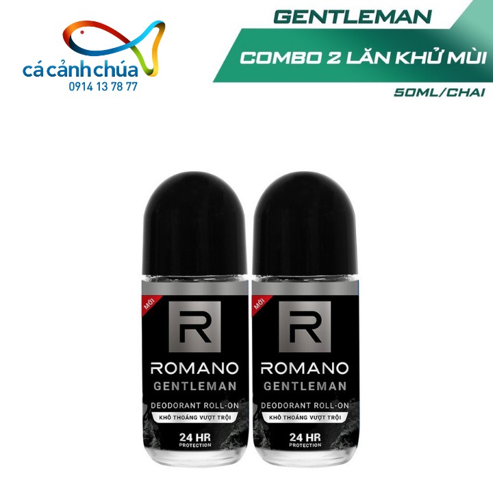 Combo 2 lăn khử mùi Romano kháng khuẩn & khô thoáng cả ngày 50ml - Hàng công ty