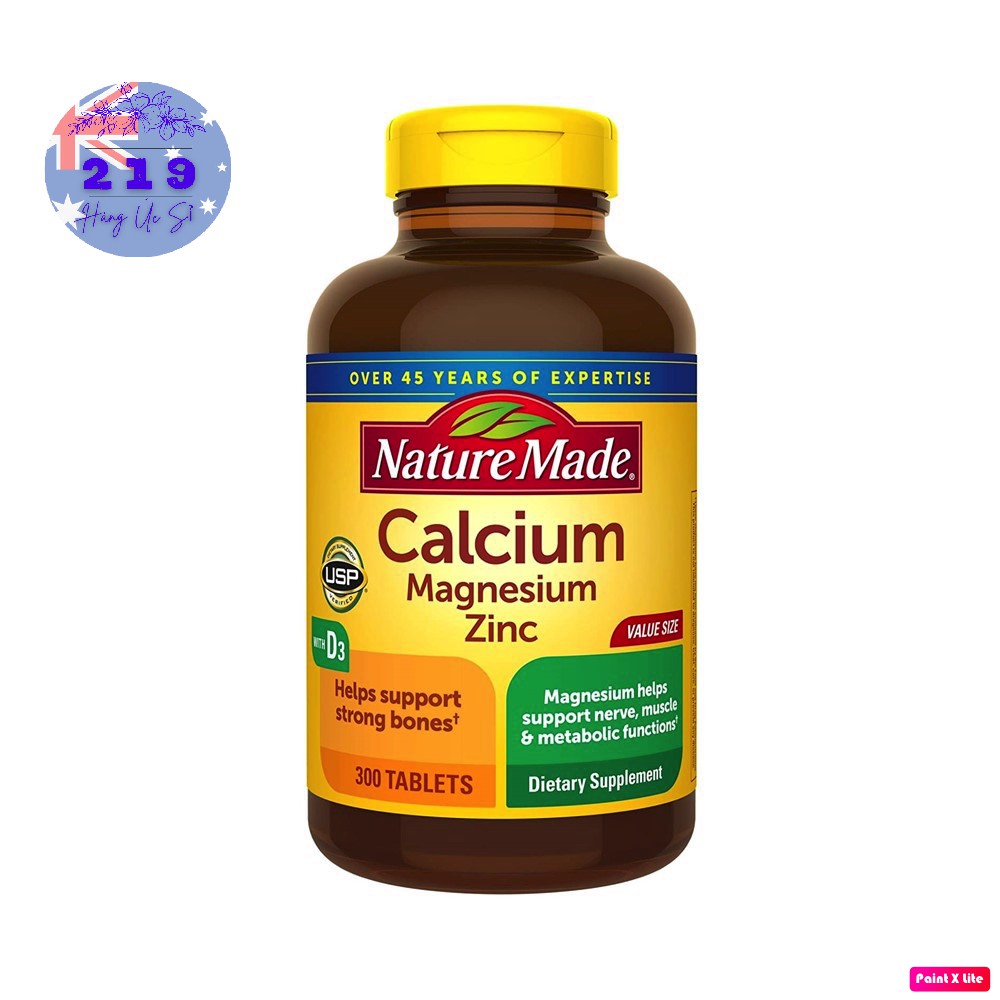 Nature Made Calcium Magnesium Zinc - Viên Uống Bổ Sung Canxi, Kẽm, Magie & Vitamin D3