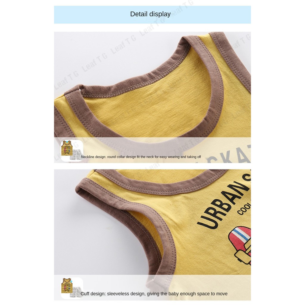 Cartoon Cotton Baby Girl Boy Vest Kids Clothing Sleeveless Cloths Set Quần Áo Cotton Xinh Xắn Dành Cho Bé 0-7 Tuổi