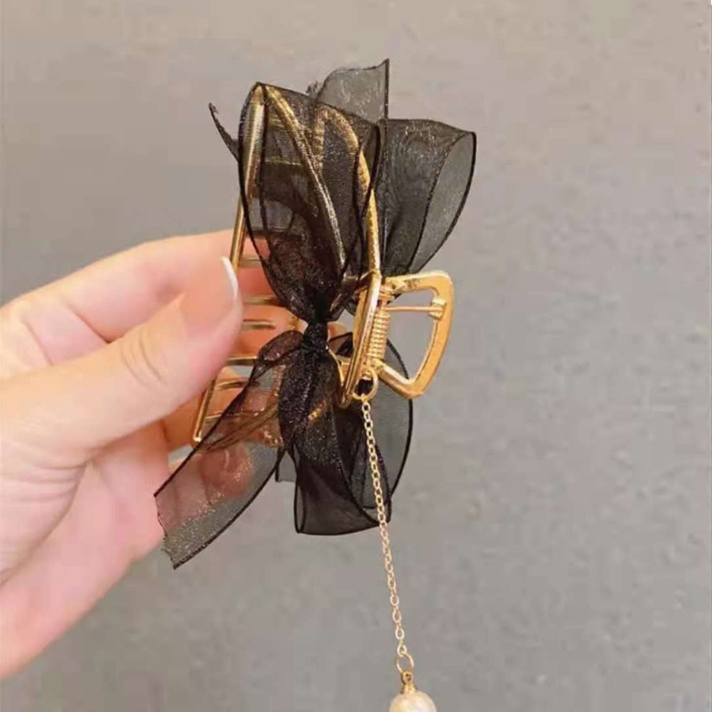 Kẹp Tóc Dạng Móng Vuốt Đính Ngọc Trai Chống Trượt Phong Cách Pháp