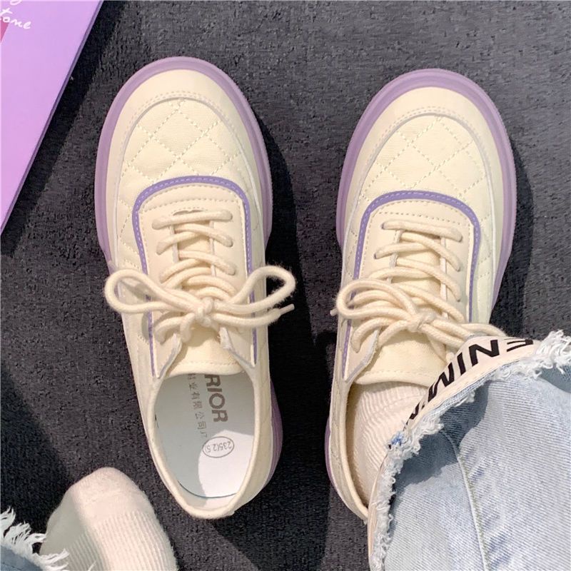 Giày Thể Thao Đế Dày Nữ, Giày Bánh Mì Tím Pastel Nhẹ Nhàng  ❤️