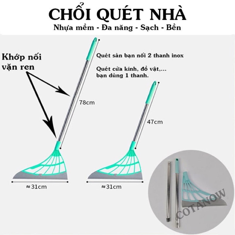 Chổi Quét Nhà Nhựa Mềm Silicon Đa Năng 31cm Quét Nhà - Quét Nước - Lau Kính