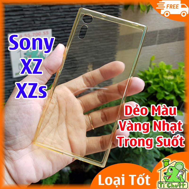 [Loại Tốt] Ốp lưng Sony XZ XZs Silicon Vàng Gold Trong Suốt