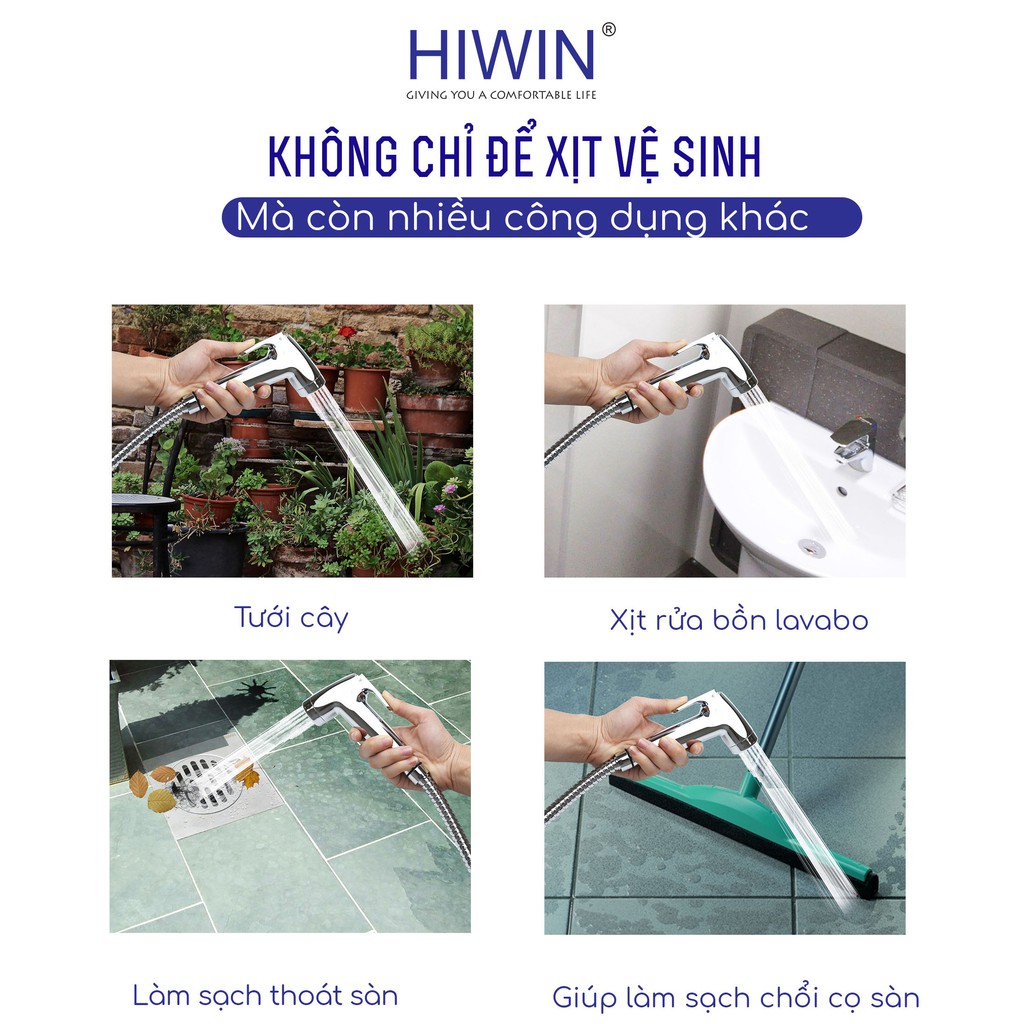 Vòi xịt vệ sinh đa năng nhựa ABS mạ crom cao cấp Hiwin PJF-401