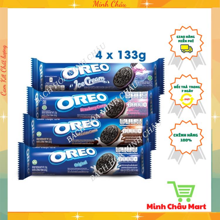 Bánh Quy Nhân Kem Oreo Hương Vani/ Dâu/ Socola/ Việt Quất 137g