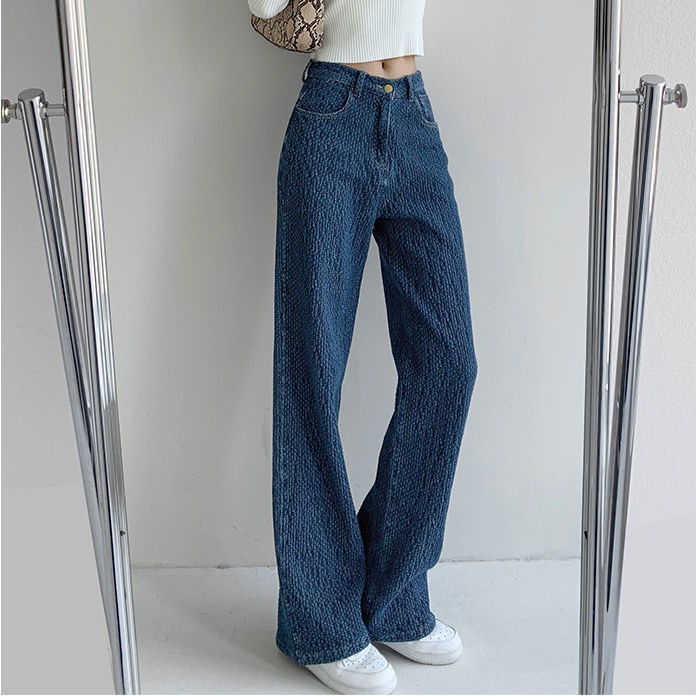 Quần Jeans Nữ Lưng Cao Ống Rộng Thời Trang Hàn