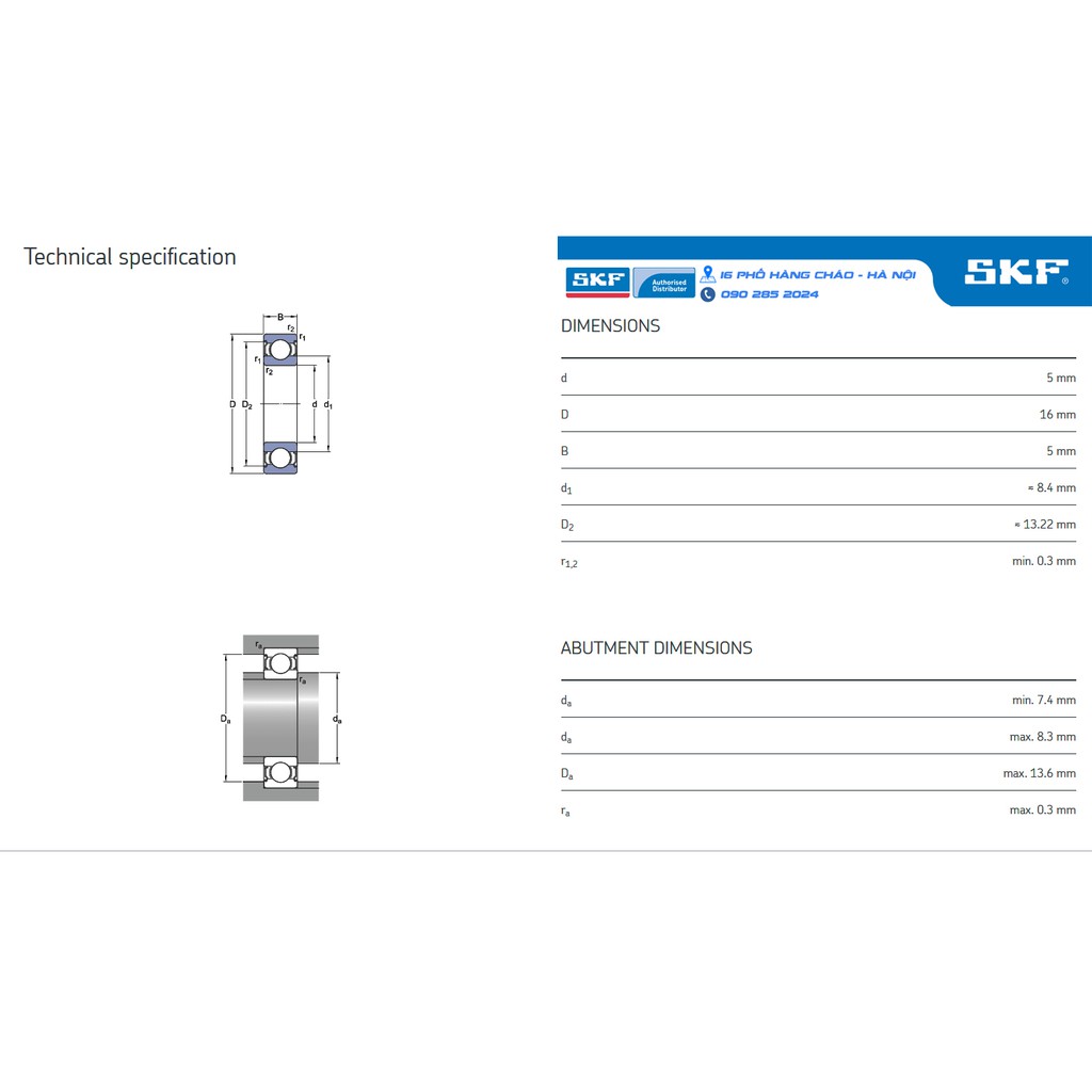 VÒNG BI SKF 625-2Z chính hãng