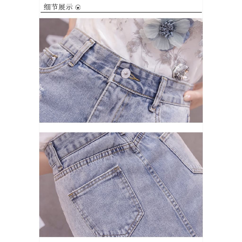 [QC CAO CẤP- SẴN HÀNG] CHÂN VÁY JEAN NỮ LƯNG CAO ĐÍNH HOA VOAN LỤA SANG CHẢNH CHẤT LIỆU DENIM CAO CẤP - CHÂN VÁY NỮ