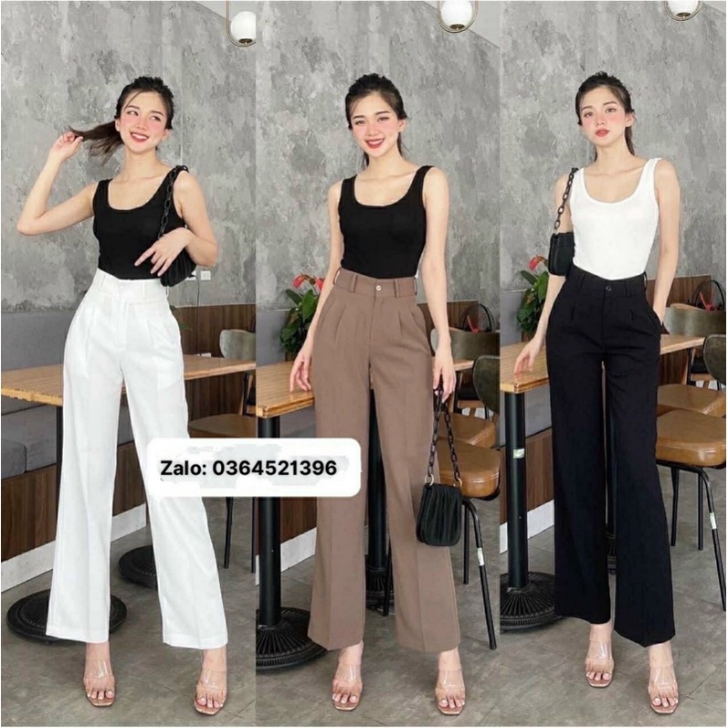 Quần Ống Đứng Culottes Dáng dài 100cm HACk DÁNG/FULL MÀU/ Cạp cao