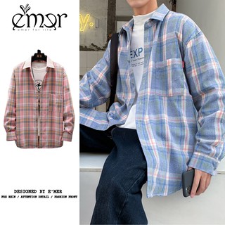 Áo Sơ Mi Nam Nữ Họa Tiết Kẻ Caro Dài Tay Form Rộng Thời Trang Phong Cách Hàn Quốc Năng Động K2