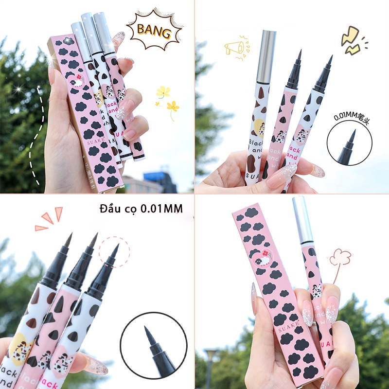 Bút kẻ mắt nước dạ lâu trôi Suake Eyeliner nét mảnh nhanh khô chống thấm nước không lem nhoè MOCCO Nội địa trung KM001