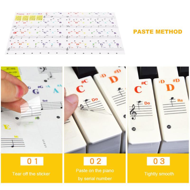 【COD】Sticker Dán Phím Đàn Dành Cho Đàn Piano 49/76/61/88 Phím Nhiều Màu Sắc Có Thể Gỡ Ra Được