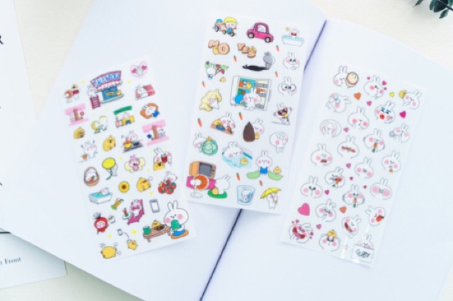 Bộ sticker 6 tấm thỏ dễ thương