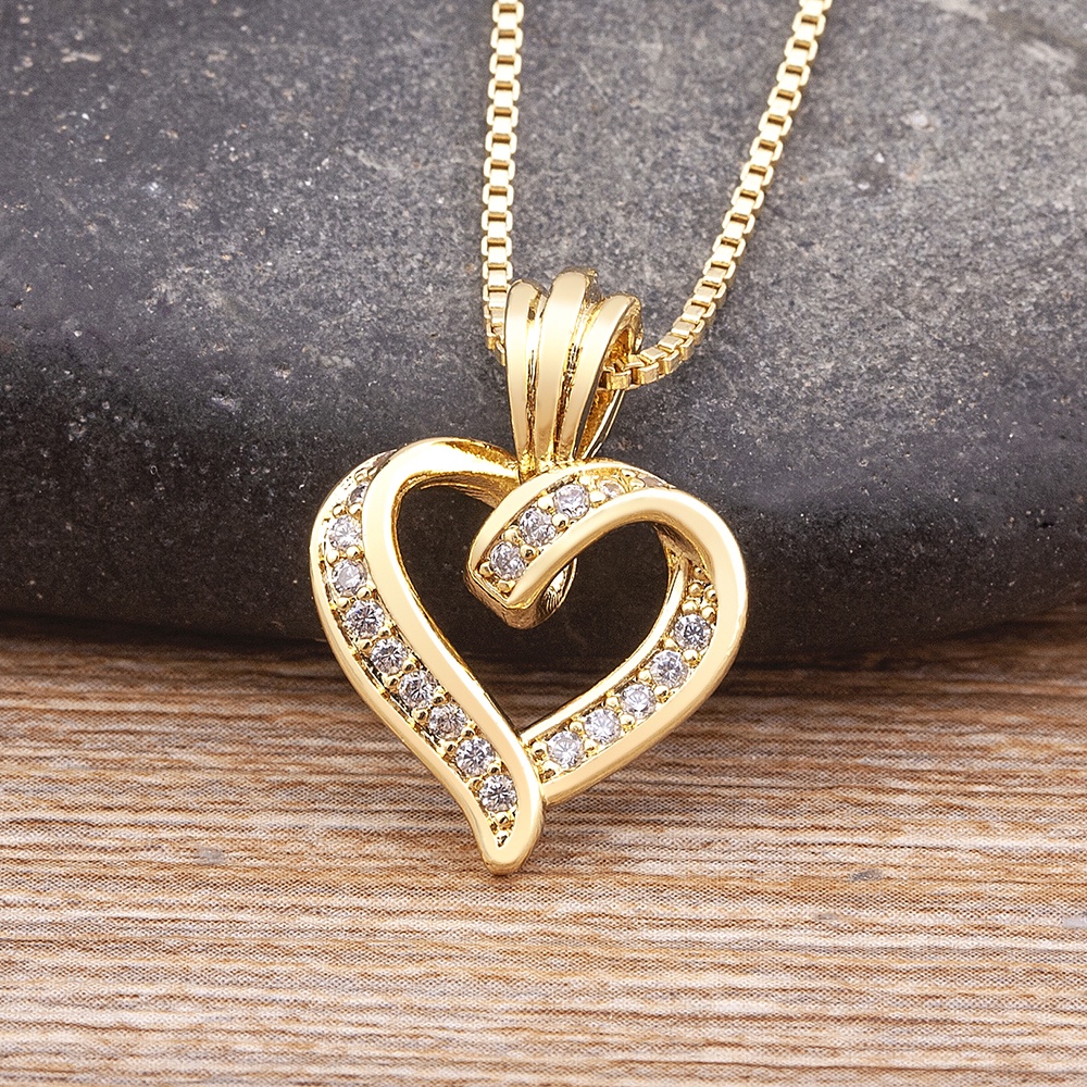Vòng cổ Mặt Trái Tim Xoắn Ốc Đính Đá Zircon Dễ Thương