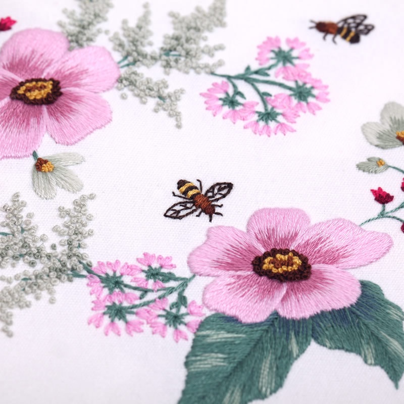 Bộ Dụng Cụ Thêu Hình Hoa Và Ong Dùng Làm Quà Tặng Cho Người Mới Bắt Đầu