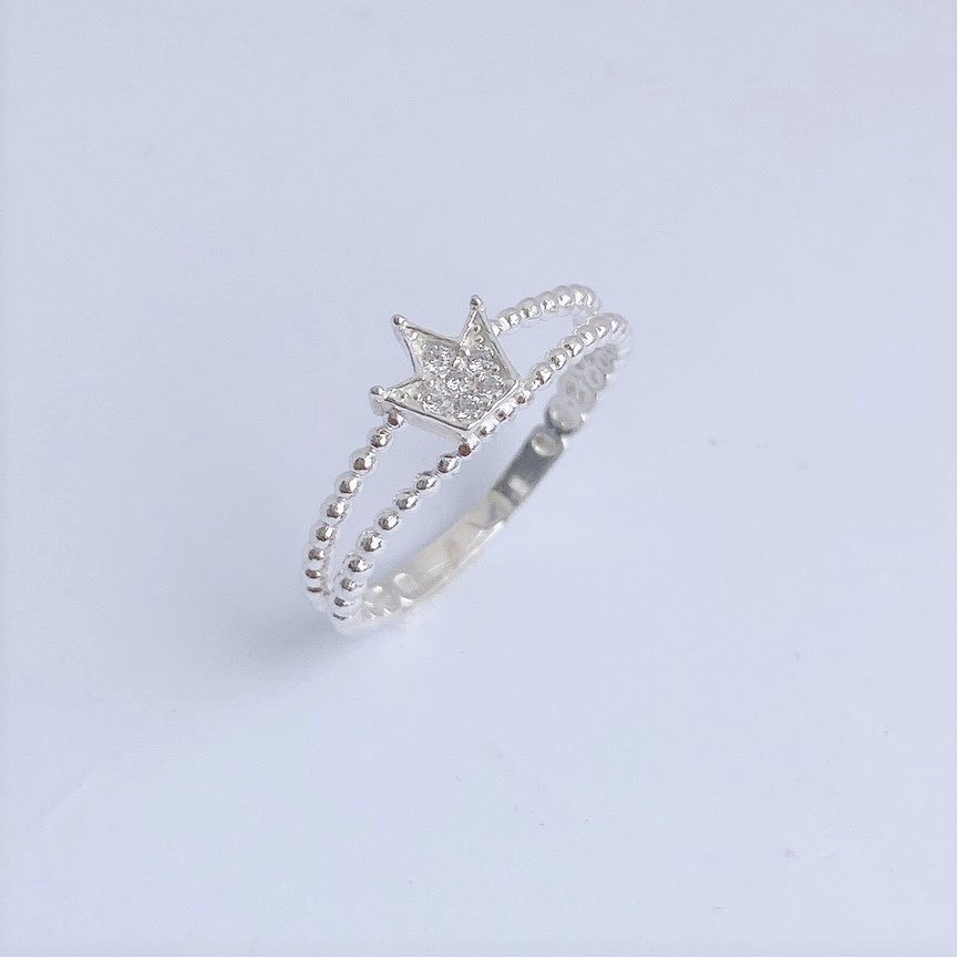 Nhẫn bạc nữ mặt vương miện Evasilver, chuẩn nhẫn bạc ta sang trọng quý phái