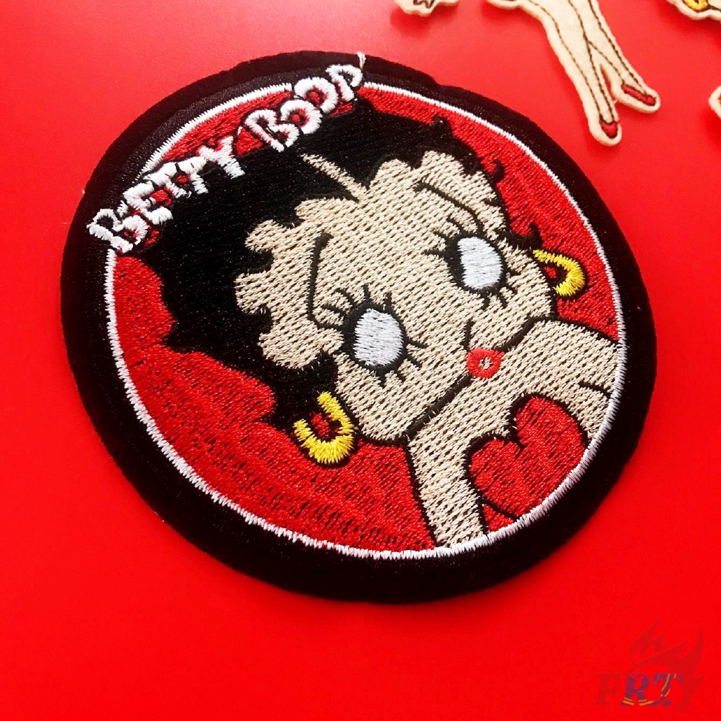 Miếng vá ủi thêu trang trí quần áo hình Betty Boop DIY