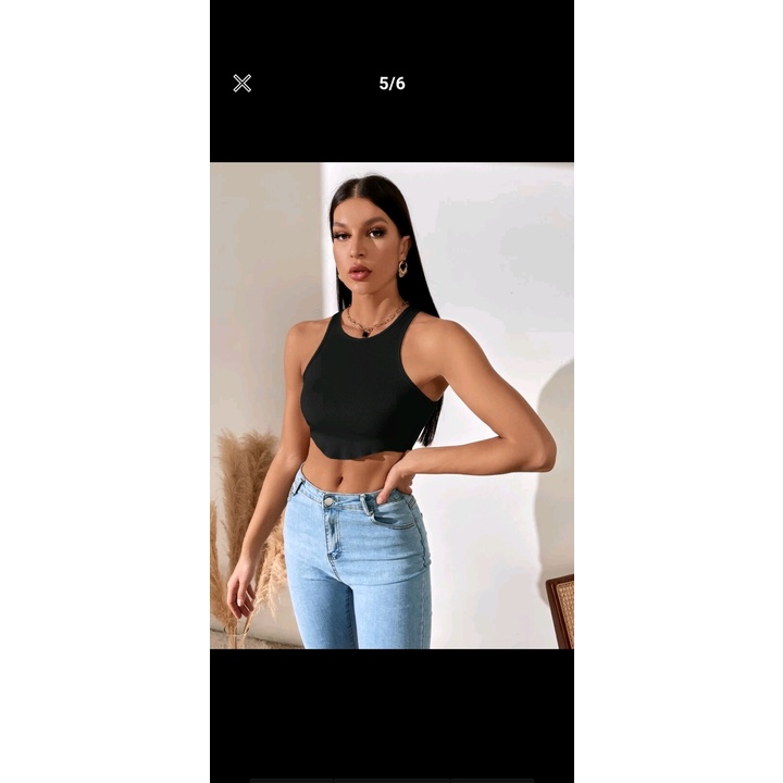 [Mã FAMARAL2 giảm 10K đơn 50K] Áo ba lỗ croptop nữ ôm body khoét nách sâu HAGA cổ tròn vải tăm lạnh ABLVB35 | BigBuy360 - bigbuy360.vn