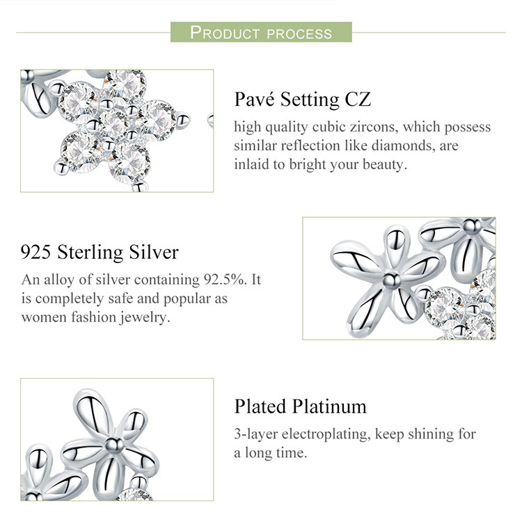 Khuyên Tai Bamoer Bse030 Bạc Đính Đá Pha Lê Zircon Sang Trọng Cho Nữ