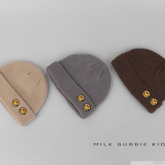 Mũ beanie dệt kim co giãn giữ ấm thời trang thu đông dành cho trẻ em