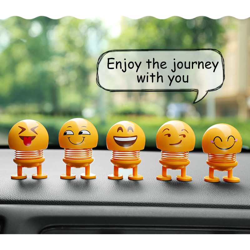 Emoji Spring Shaking Head Dolls Car Ornaments Cute Smiley Bobblehead Nod Funny Creative Bounce Toys