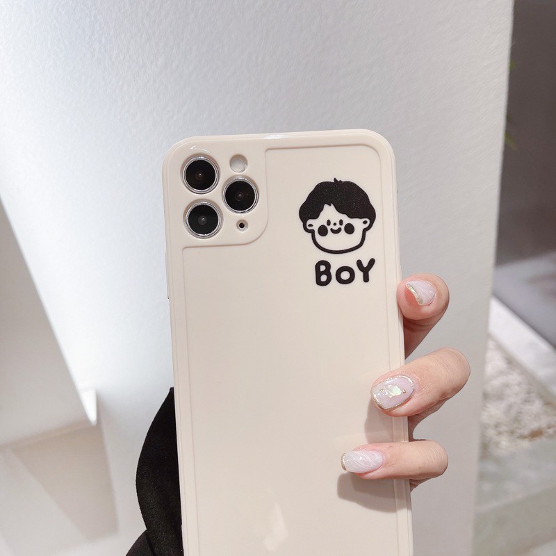 Ốp lưng iphone viền nổi bóng mặt boy & girl 6/6plus/6s/6splus/7/7plus/8/8plus/x/xr/xs/11/12/pro/max/promax - Awifi A1-15