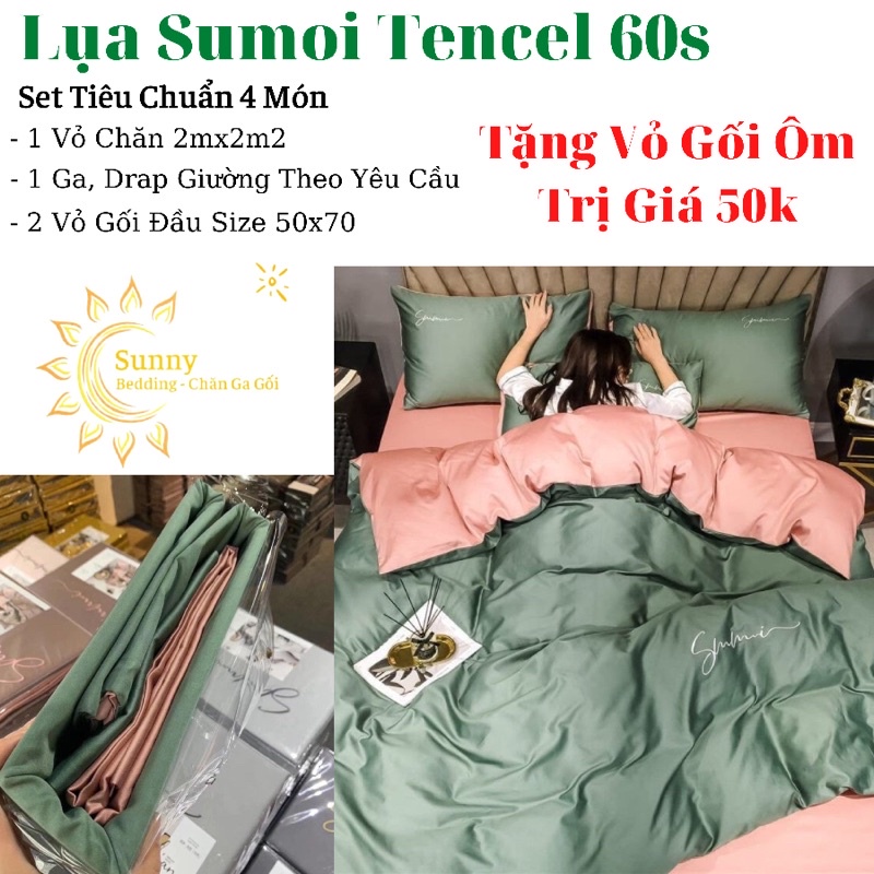Bộ Chăn Ga Gối Lụa Sumoi 60s Cao Cấp 🍃 | BigBuy360 - bigbuy360.vn