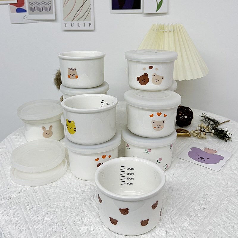 Hũ sứ đựng đồ ăn dặm xuất hàn INS Dottodot kèm nắp đậy tiện lợi kiêm bát ăn dặm và hộp trữ đông cho bé- Haobaby2018