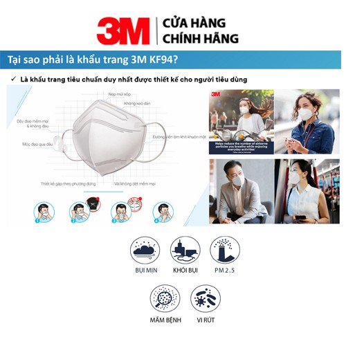 Khẩu trang3M 9013 chống bụi và kháng khuẩn đạt chuẩn KF94