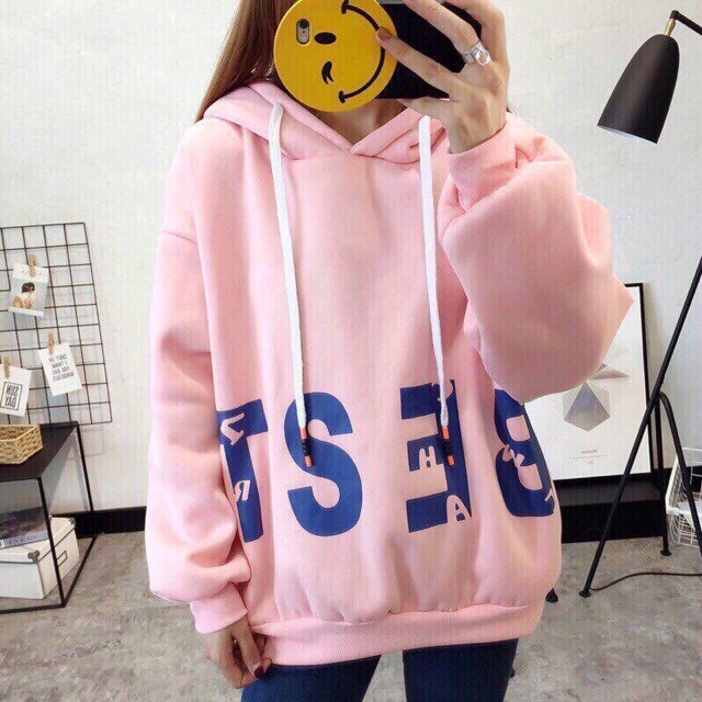 Áo khoác nỉ chui hoodie in chữ BEST dễ thương có ảnh thật