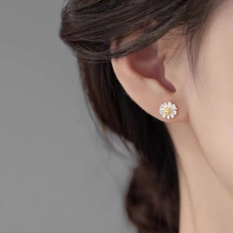 Bông tai bạc S925 - Hoa tai nữ bạc Ý hoa Cúc nhỏ Daisy siêu dễ thương Zaza Accessories KT8004