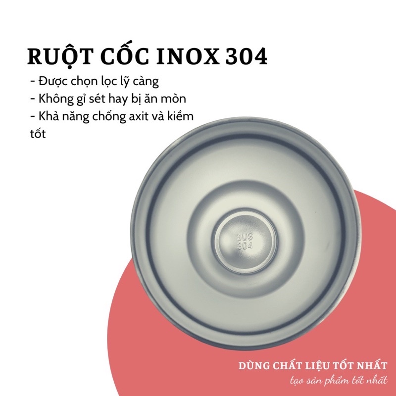 Ly giữ nhiệt 600ml inox 304 giữ nhiệt 24h tặng kèm túi và bộ cọ ống hút
