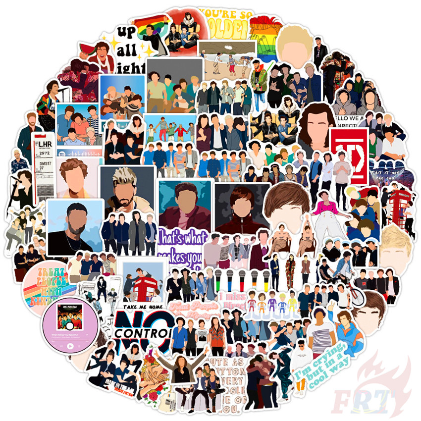 Bộ 100 Miếng Dán Trang Trí Laptop / Vali Hình One Direction 1d - Series B