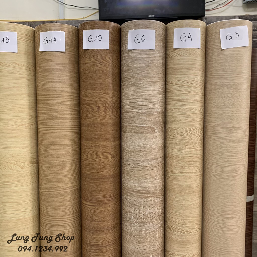 Decal vân gỗ - giấy dán tường bàn tủ vân gỗ có sẵn keo