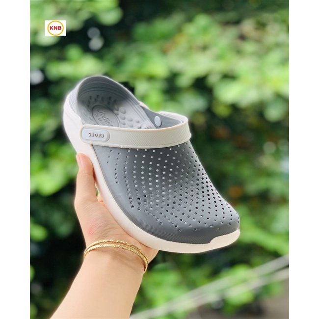 Dép Sục Cross Literide -FREESHIP + Hàng loại 1- Dép Quai Ngang Nam Nữ bít đầu xám lót xám chống hôi chân, đi mưa