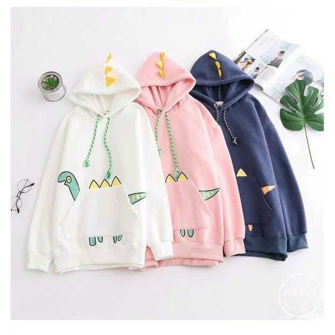ÁO KHOÁC HOODIE KHỦNG LONG CUTE PHÔ MAI QUE Unisex hoodies nam nữ AO HOODIE FREE SIZE DƯỚI 60KG