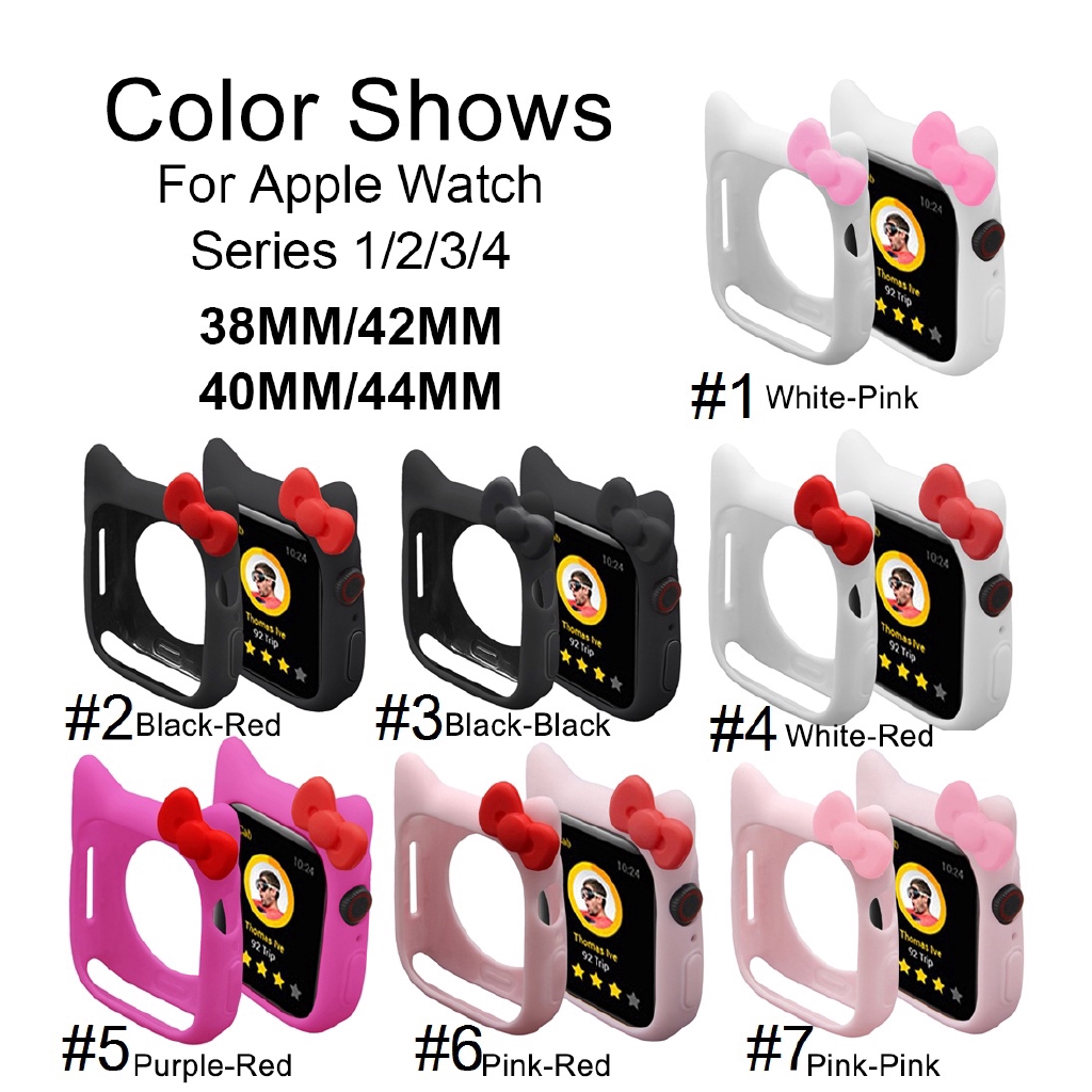 【Apple Watch Case】Ốp lưng silicon mềm hình Hello Kitty cho Apple Watch Series 1 2 3 4 5 6 se