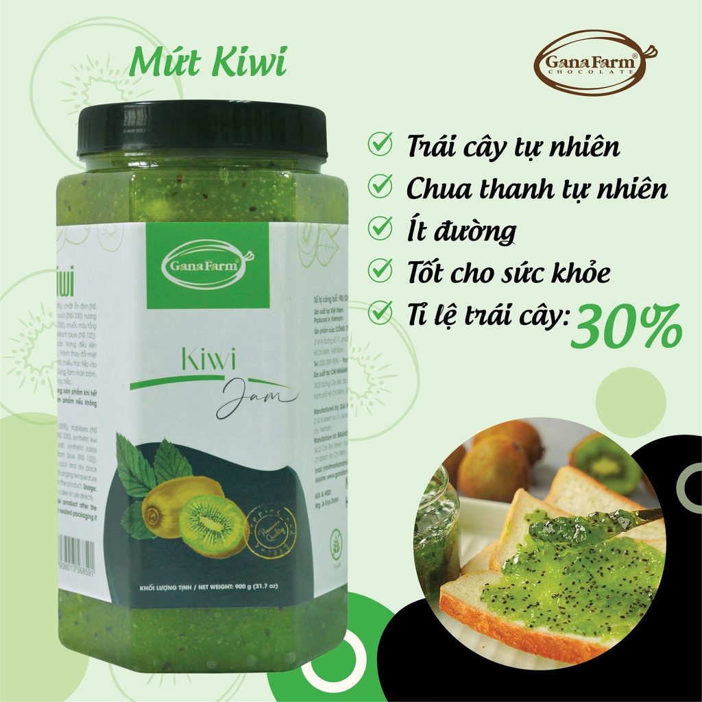 Mứt Xác Trái Cây GANAFARM 6 Loại Vị Hoa Quả Thiên Nhiên Dùng Làm Nhân Bánh Pha Chế Nước Hũ 900g