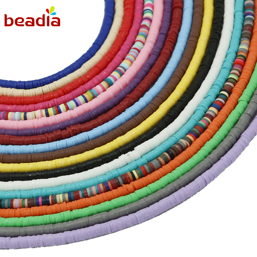 BEADIA Bộ 350 Hạt Tròn Polymer Nhiều Màu Dùng Làm Vòng Tay/Trang Sức DIY