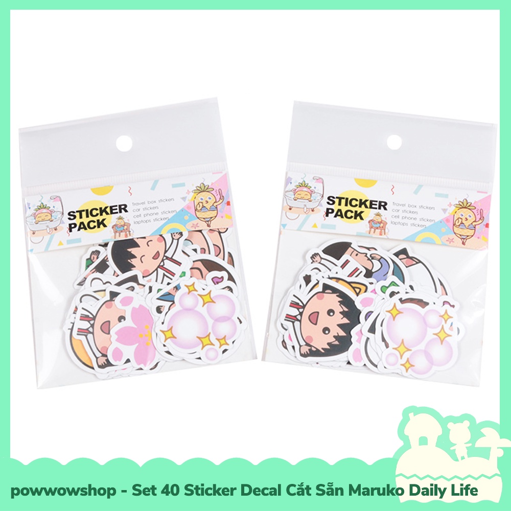 [Sẵn VN - Hỏa Tốc] Set 40 Sticker Mini Decal Dán Trang Trí Vật Dụng Mẫu Maruko Daily Life
