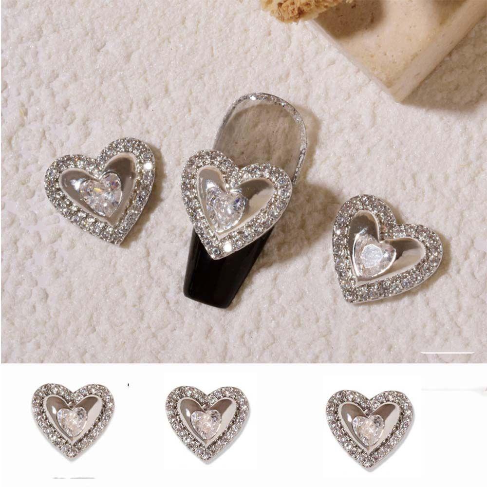 Phụ Kiện Trang Trí Móng Nghệ Thuật Hình Trái Tim Lấp Lánh Phong Cách Nhật Bản