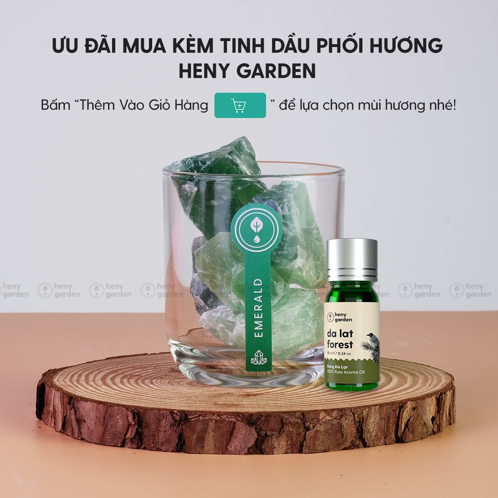 Đá Khuếch Tán Tinh Dầu Thơm Phòng Pha Lê Emerald Heny Garden Thay Thế Máy Xông, Làm Sạch Không Khí