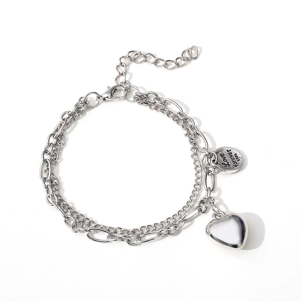 Vòng Đeo Tay Hai Tầng Màu Bạc Thời Trang Cổ Điển Dành Cho Nữ