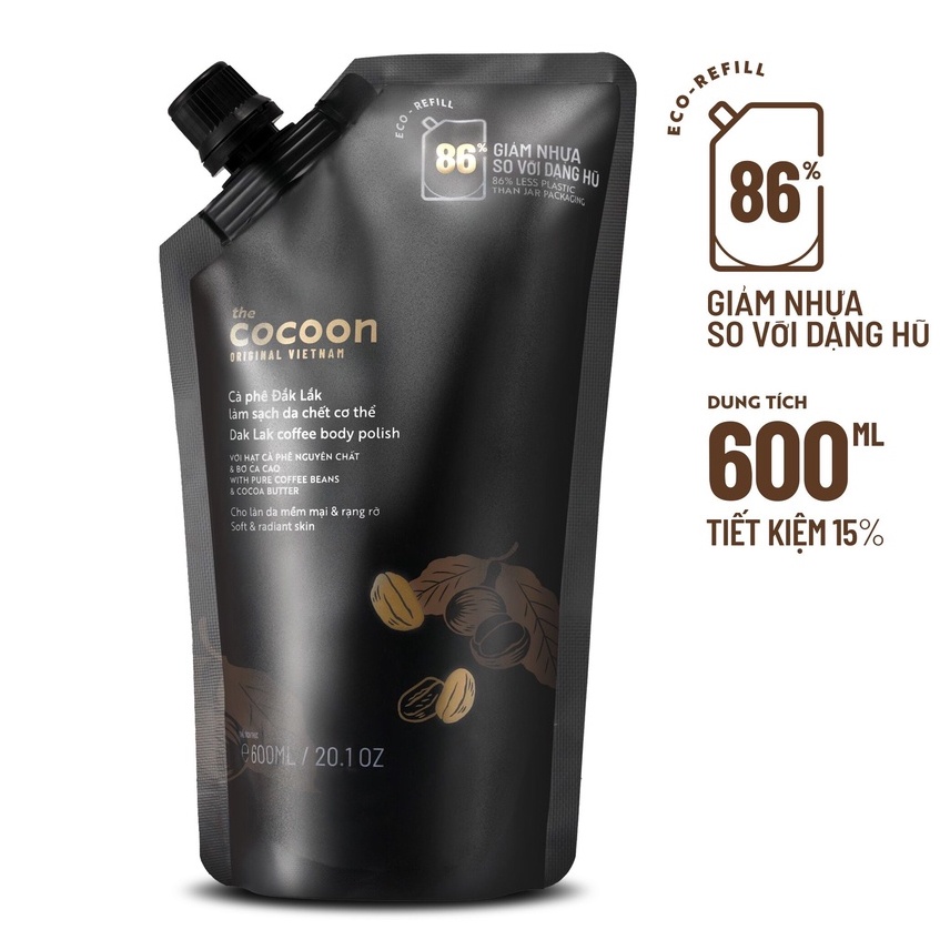 COMBO 3 sản phẩm làm sạch da chết cơ thể và mặt từ cà phê Đắk Lắk Cocoon