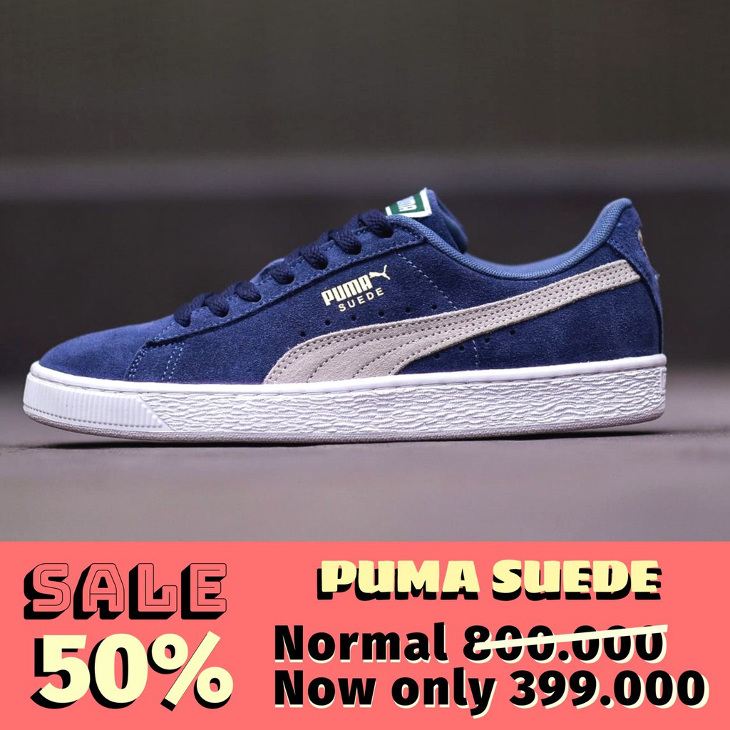 Giày Thể Thao Puma Da Lộn Màu Xám Navy Cá Tính