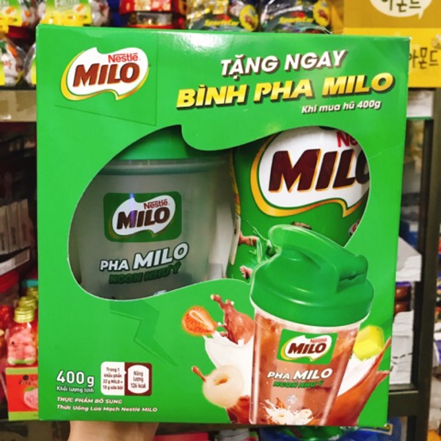 THỨC UỐNG LÚA MẠCH NESTLE MILO 400G TẶNG BÌNH PHA MILO